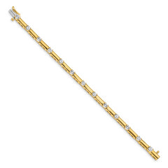 14k Holds 2.8 carat 13-3.8mm Round Diamond Bar Link 7 inch Tennis Bracelet Mounting (No Stone Included)