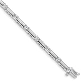 14k White Gold Holds 2.8 carat 13-3.8mm Round Diamond Bar Link 7 inch Tennis Bracelet Mounting (No Stone Included)