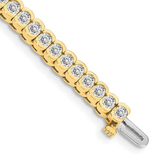 14k Complete 5.5 carat Round AA Diamond Half-Bezel 7 inch Tennis Bracelet