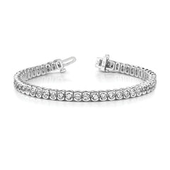 14k White Gold 5 1/2 carat Lab Grown Diamond VS/SI+ G+ Round Tennis Bracelet