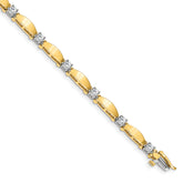 14k Two-tone Holds 1.13 carat 11-3.0mm Round Diamond Curved Bar Link 7 inch Tennis Bracelet Mounting (No Stone Included)
