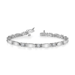 14k White Gold Holds 1.13 carat 11-3.0mm Round Diamond Curved Bar Link 7 inch Tennis Bracelet Mounting (No Stone Included)