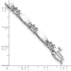 14k White Gold Holds 1.87 carat 11-3.5mm Round Diamond Curved Bar Link 7 inch Tennis Bracelet Mounting (No Stone Included)