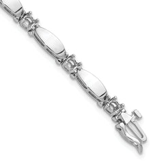 14k White Gold Holds 1.87 carat 11-3.5mm Round Diamond Curved Bar Link 7 inch Tennis Bracelet Mounting (No Stone Included)