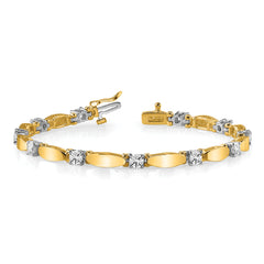 14k Two-tone Holds 2.75 carat 11-4.0mm Round Diamond Curved Bar Link 7 inch Tennis Bracelet Mounting (No Stone Included)
