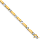 14k Two-tone Holds 2.75 carat 11-4.0mm Round Diamond Curved Bar Link 7 inch Tennis Bracelet Mounting (No Stone Included)