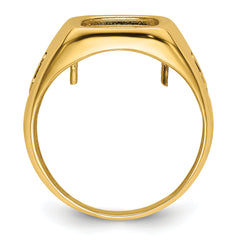 14k Men's Polished and Textured Masonic Ring Mounting (No Stones Included)
