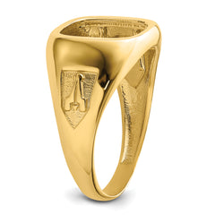14k Men's Polished and Textured Masonic Ring Mounting (No Stones Included)