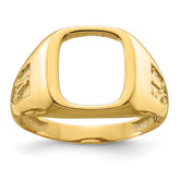 14k Men's Polished and Textured Masonic Ring Mounting (No Stones Included)