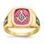 Men's Lab-Created Ruby Masonic Ring in 14K Yellow Gold, 2.4mm, Size 10 - Sophia Jewelers