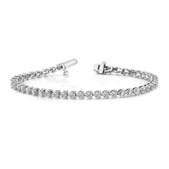 14k White Gold Complete 2.4 carat Round AA Diamond 3-prong 7 inch Tennis Bracelet