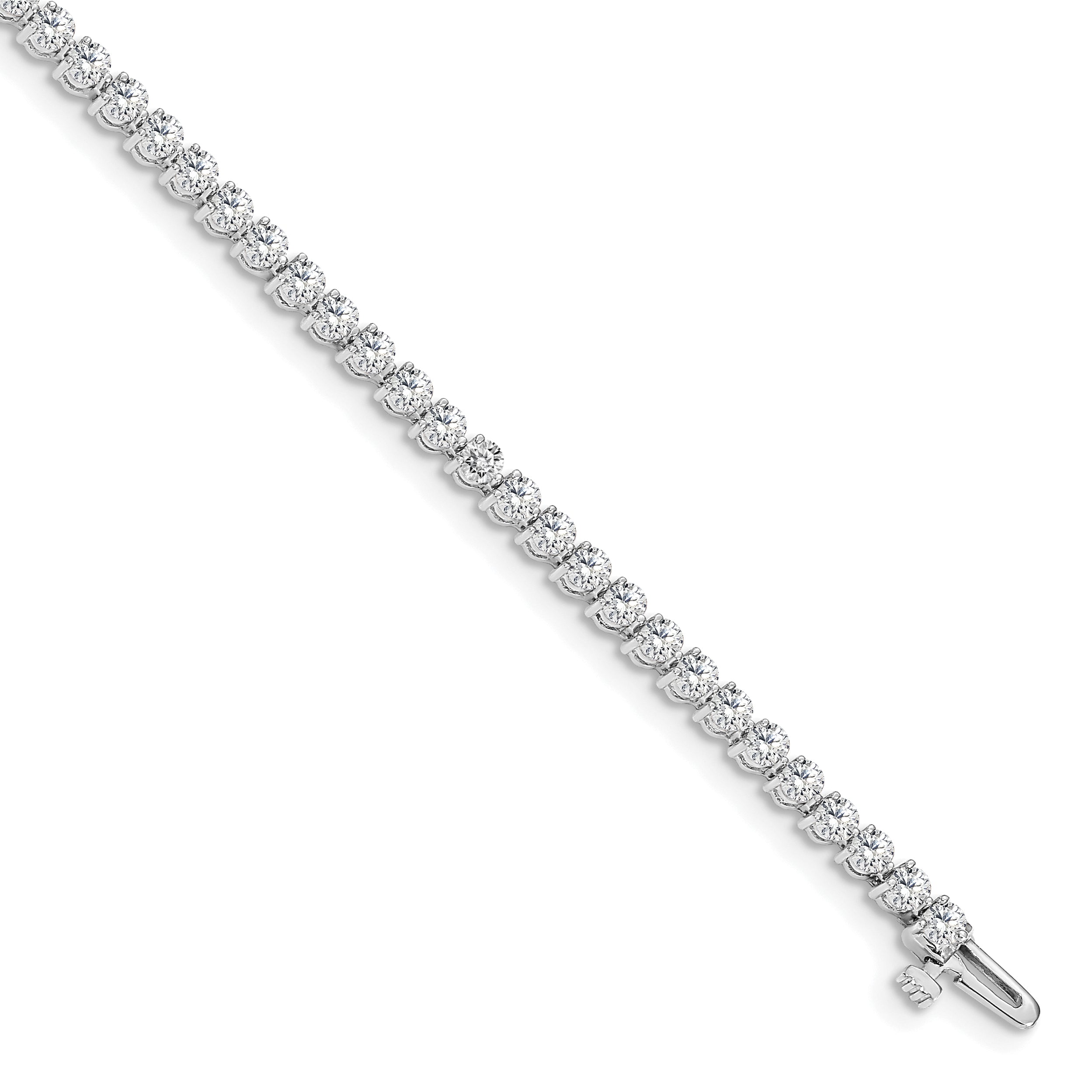 14k White Gold Holds 2.4 carat 59-2.2mm Round Diamond 3-prong 7 inch Tennis Bracelet Mounting (No Stone Included)