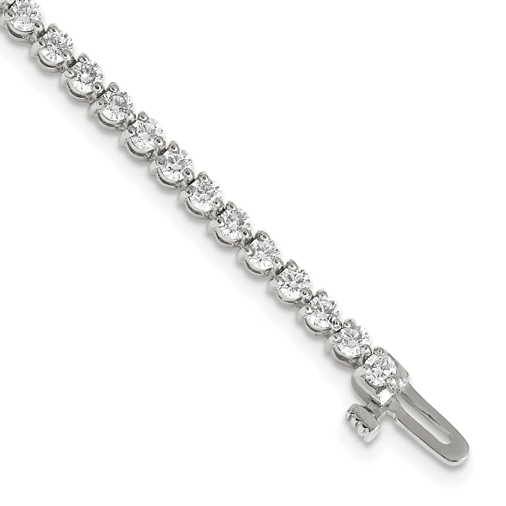 14k White Gold Holds 3.3 carat 56-2.5mm Round Diamond 3-prong 7 inch Tennis Bracelet Mounting (No Stone Included)