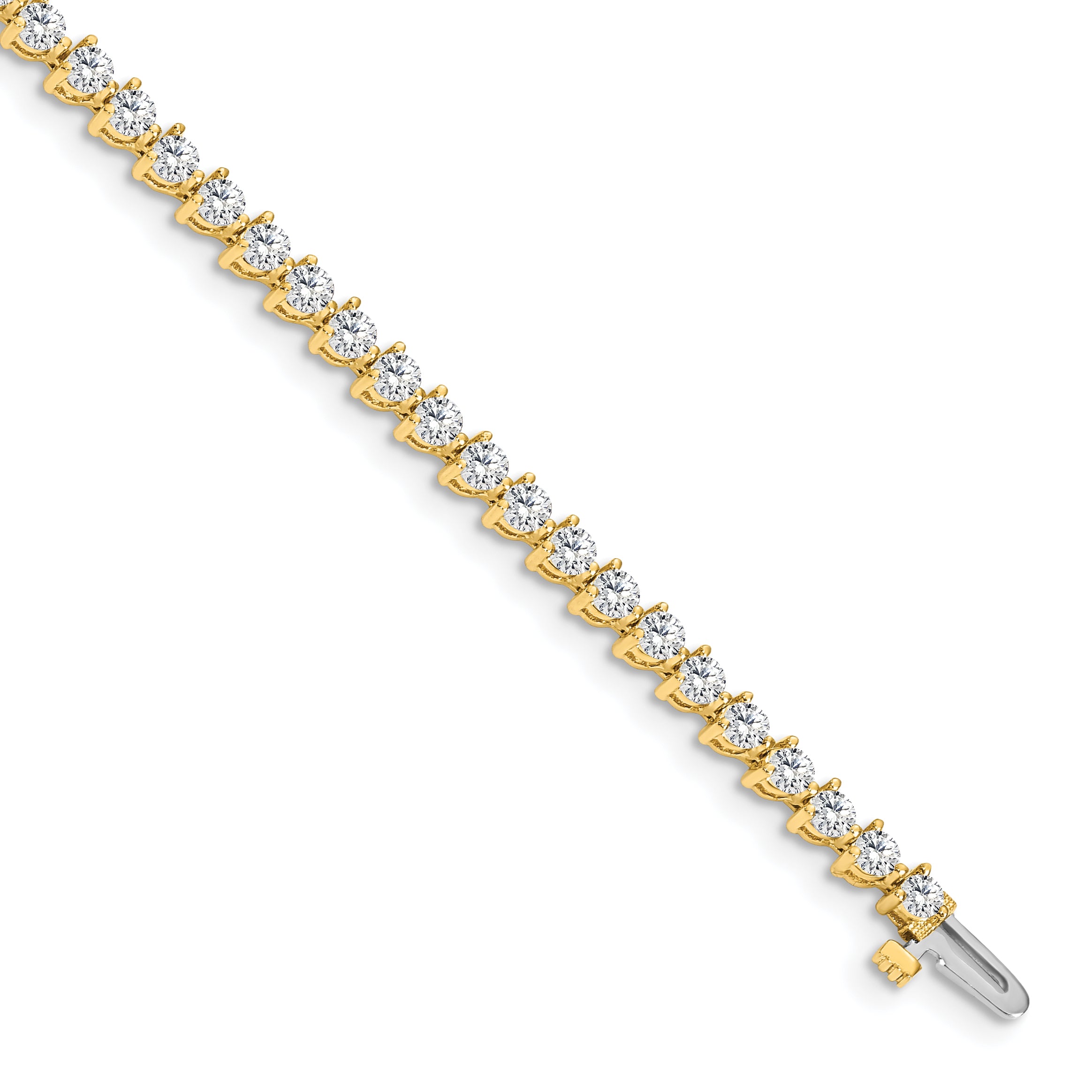 14k Holds 4.3 carat 47-2.8mm Round Diamond 3-prong 7 inch Tennis Bracelet Mounting (No Stone Included)