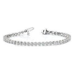 14k White Gold Holds 4.3 carat 47-2.8mm Round Diamond 3-prong 7 inch Tennis Bracelet Mounting (No Stone Included)