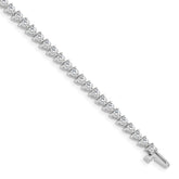 14k White Gold Complete 4.3 carat Round AA Diamond 3-prong 7 inch Tennis Bracelet