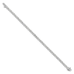 14k White Gold Complete 4.73 carat Round AA Diamond 3-prong 7 inch Tennis Bracelet
