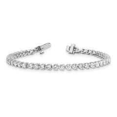 14k White Gold Holds 4.73 carat 46-3.0mm Round Diamond 3-prong Tennis Bracelet Mounting (No Stone Included)
