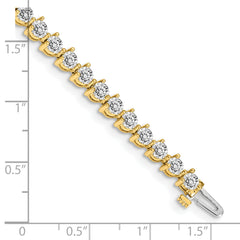 14k Holds 6.15 carat 41-3.4mm Round Diamond 3-prong 7 inch Tennis Bracelet Mounting (No Stone Included)
