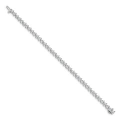 14k White Gold Holds 6.15 carat 41-3.4mm Round Diamond 3-prong 7 inch Tennis Bracelet Mounting (No Stone Included)