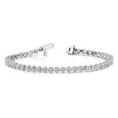 14k White Gold Holds 6.15 carat 41-3.4mm Round Diamond 3-prong 7 inch Tennis Bracelet Mounting (No Stone Included)