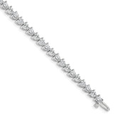 14k White Gold Holds 6.15 carat 41-3.4mm Round Diamond 3-prong 7 inch Tennis Bracelet Mounting (No Stone Included)