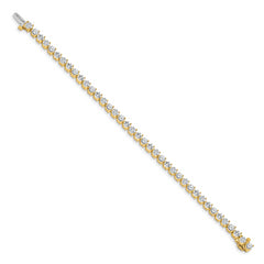 14k Holds 7 carat 38-3.6mm Round Diamond 3-prong 7 inch Tennis Bracelet Mounting (No Stone Included)