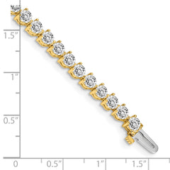 14k Holds 7 carat 38-3.6mm Round Diamond 3-prong 7 inch Tennis Bracelet Mounting (No Stone Included)