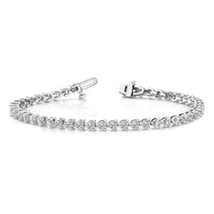 14k White Gold Holds 7 carat 38-3.6mm Round Diamond 3-prong 7 inch Tennis Bracelet Mounting (No Stone Included)