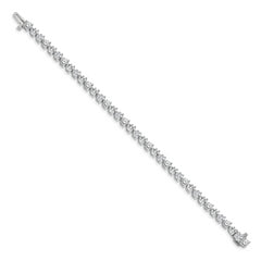 14k White Gold Holds 8.5 carat 37-3.9mm Round Diamond 3-prong 7 inch Tennis Bracelet Mounting (No Stone Included)