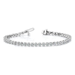 14k White Gold Holds 8.5 carat 37-3.9mm Round Diamond 3-prong 7 inch Tennis Bracelet Mounting (No Stone Included)