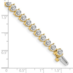 14k Holds 10.2 carat 34-4.3mm Round Diamond 3-prong 7 inch Tennis Bracelet Mounting (No Stone Included)