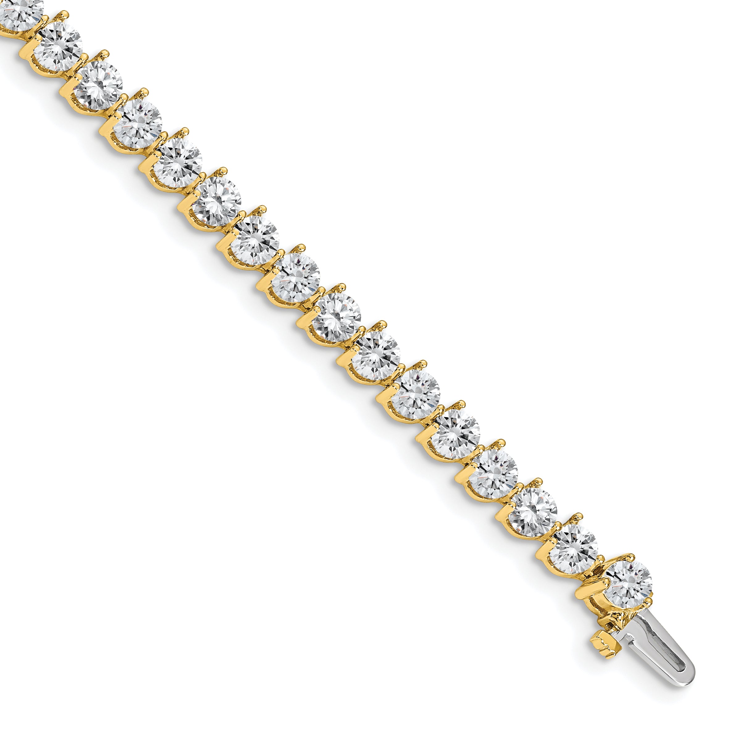 14k Holds 10.2 carat 34-4.3mm Round Diamond 3-prong 7 inch Tennis Bracelet Mounting (No Stone Included)