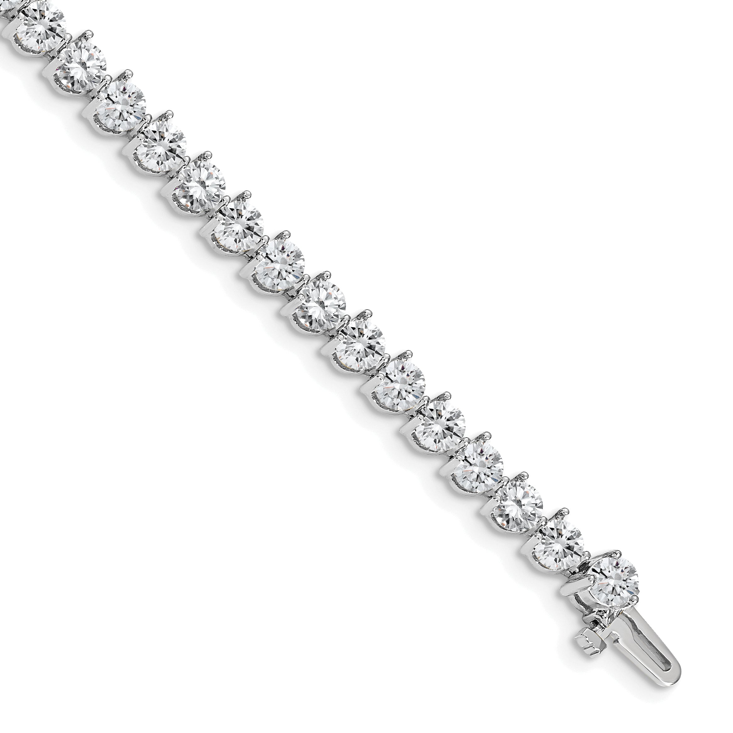 14k White Gold Holds 10.2 carat 34-4.3mm Round Diamond 3-prong 7 inch Tennis Bracelet Mounting (No Stone Included)