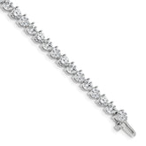 14k White Gold Holds 10.2 carat 34-4.3mm Round Diamond 3-prong 7 inch Tennis Bracelet Mounting (No Stone Included)