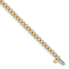 14k Holds 2.13 carat 61-2.0mm Round Diamond 2-prong 7 inch Tennis Bracelet Mounting (No Stone Included)