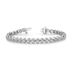 14k White Gold Holds 3.06 carat 52-2.5mm Round Diamond 2-prong 7 inch Tennis Bracelet Mounting (No Stone Included)