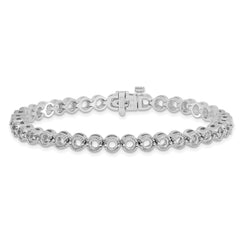 14k White Gold Holds 5 carat 36-3.3mm Round Diamond 2-prong 7 inch Tennis Bracelet Mounting (No Stone Included)