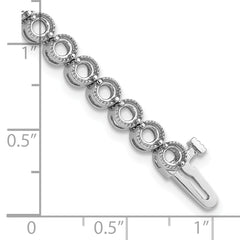 14k White Gold Holds 5 carat 36-3.3mm Round Diamond 2-prong 7 inch Tennis Bracelet Mounting (No Stone Included)