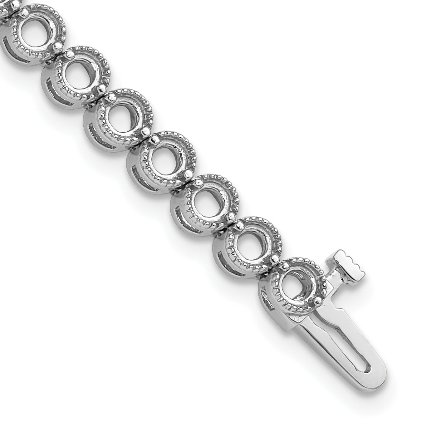 14k White Gold Holds 5 carat 36-3.3mm Round Diamond 2-prong 7 inch Tennis Bracelet Mounting (No Stone Included)