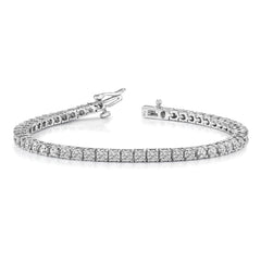 14k White Gold Holds 3.05 carat 61-2.3mm Round Diamond 4-prong 7 inch Tennis Bracelet Mounting (No Stone Included)