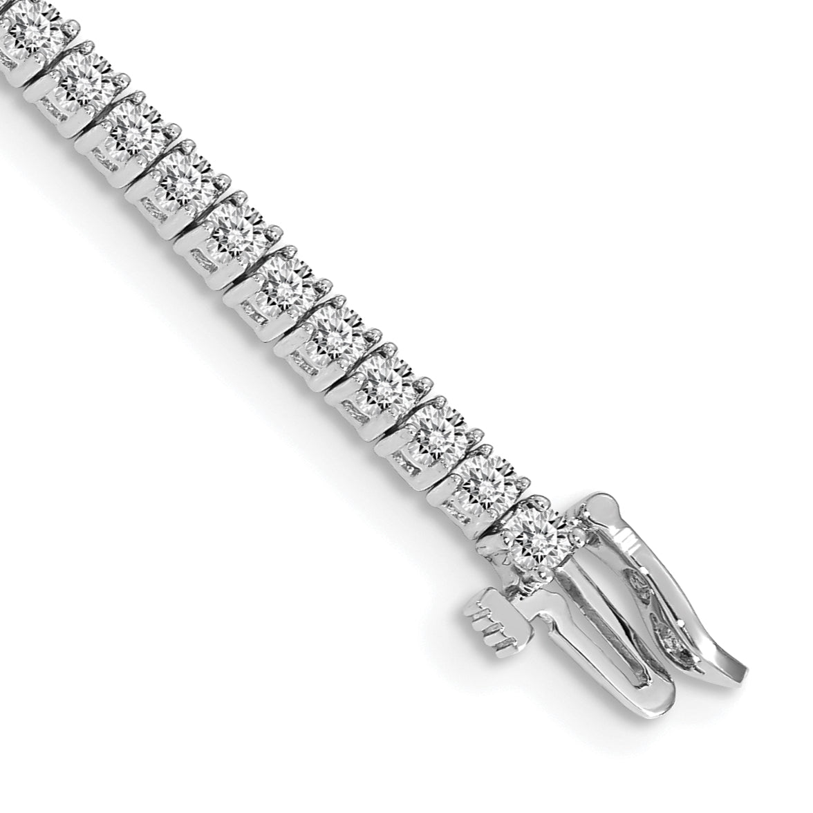 14k White Gold Holds 3.05 carat 61-2.3mm Round Diamond 4-prong 7 inch Tennis Bracelet Mounting (No Stone Included)