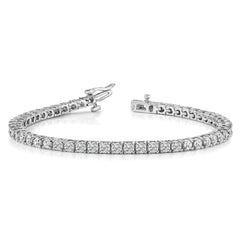 14k White Gold Holds 3.92 carat 57-2.6mm Round Diamond 4-prong 7 inch Tennis Bracelet Mounting (No Stone Included)