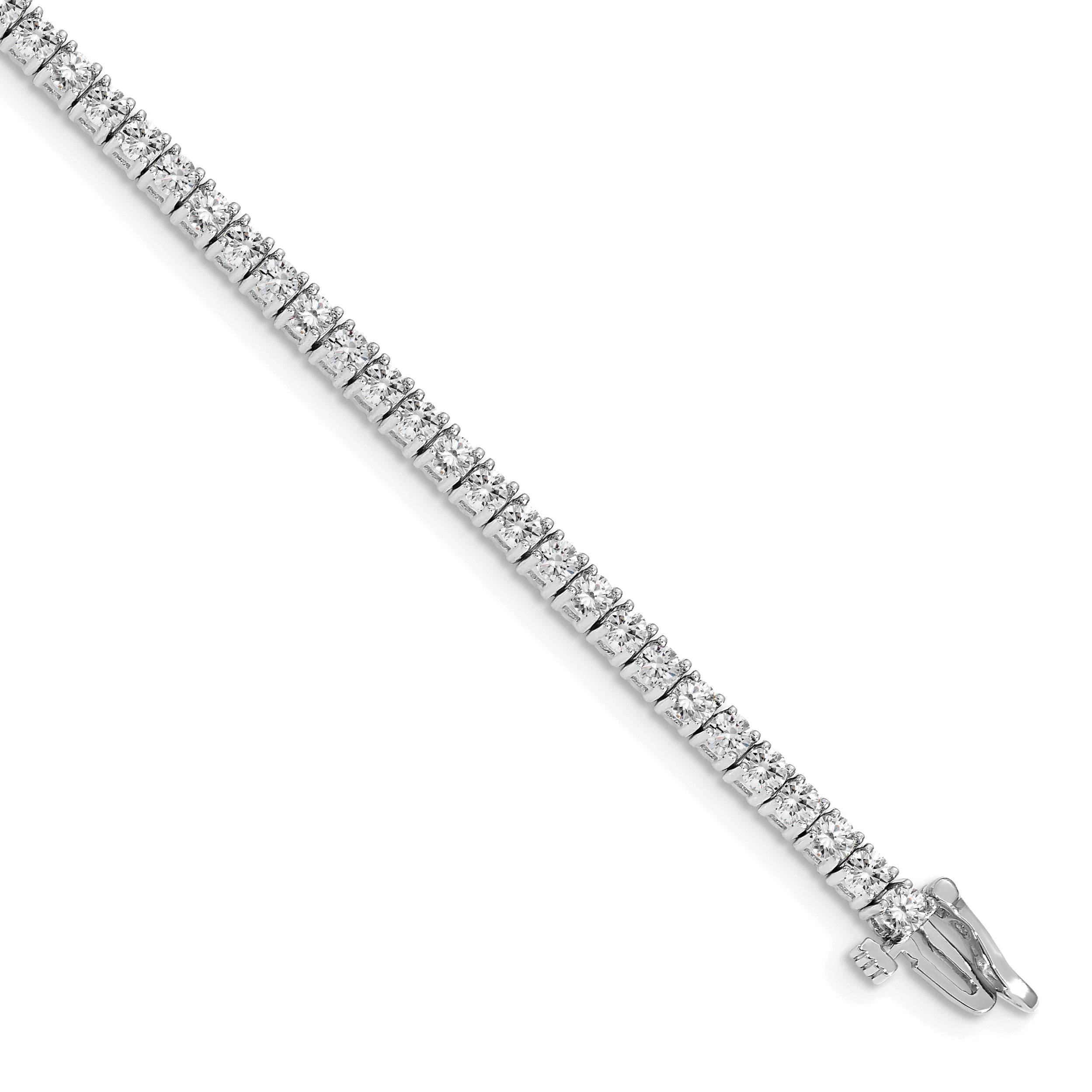 14k White Gold Holds 3.92 carat 57-2.6mm Round Diamond 4-prong 7 inch Tennis Bracelet Mounting (No Stone Included)
