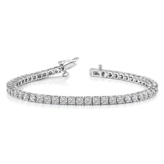 14k White Gold Holds 4.92 carat 52-2.9mm Round Diamond 4-prong 7 inch Tennis Bracelet Mounting (No Stone Included)