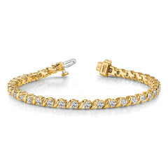 14k Holds 2 carat 44-2.25mm Round Diamond Swirled 2-prong 7 inch Tennis Bracelet Mounting (No Stone Included)