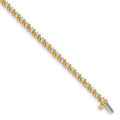 14k Holds 2 carat 44-2.25mm Round Diamond Swirled 2-prong 7 inch Tennis Bracelet Mounting (No Stone Included)