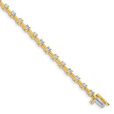14k Holds 2 carat 28-2.6mm Round Diamond Bar Link 7 inch Tennis Bracelet Mounting (No Stone Included)