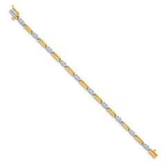 14k Two-Tone Holds 2.1 carat 20-2.2mm/10-3.2mm Round Diamond Bar Link 7 inch Tennis Bracelet Mounting (No Stone Included)