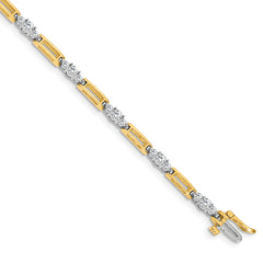14k Two-Tone Holds 2.1 carat 20-2.2mm/10-3.2mm Round Diamond Bar Link 7 inch Tennis Bracelet Mounting (No Stone Included)